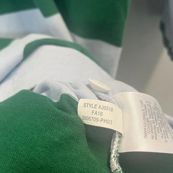 J.Crew Always Rugby Shirt Dress Green Light Blue Size Small 100% Cotton - Picture 5 of 11